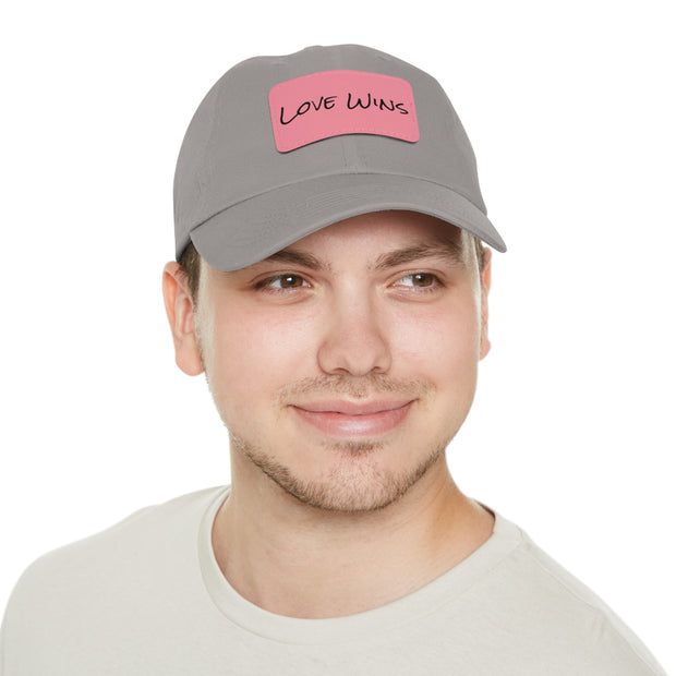 Love Wins Dad Hat with Leather Patch (Rectangle)