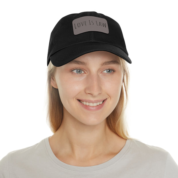 Love Is Law Dad Hat with Leather Patch (Rectangle)