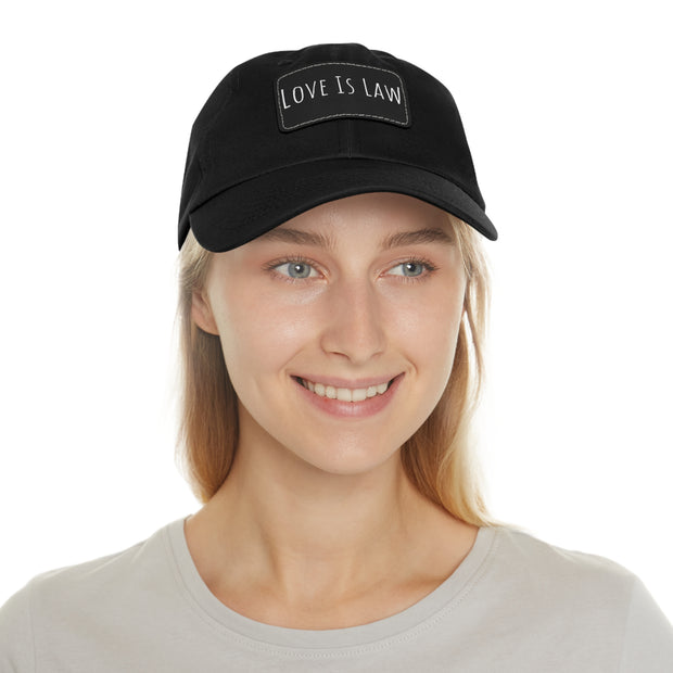 Love Is Law Dad Hat with Leather Patch (Rectangle)