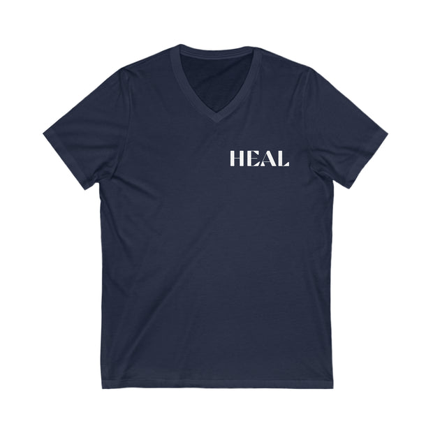 Heal Unisex Jersey Short Sleeve V-Neck Tee