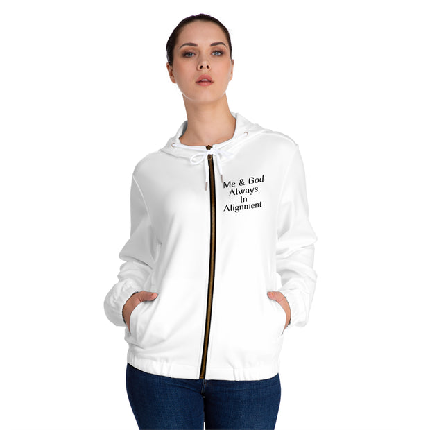 Me & God Always in Alignment Women’s Full-Zip Hoodie (AOP)