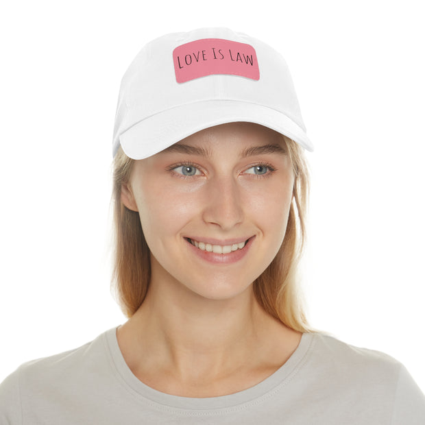 Love Is Law Dad Hat with Leather Patch (Rectangle)